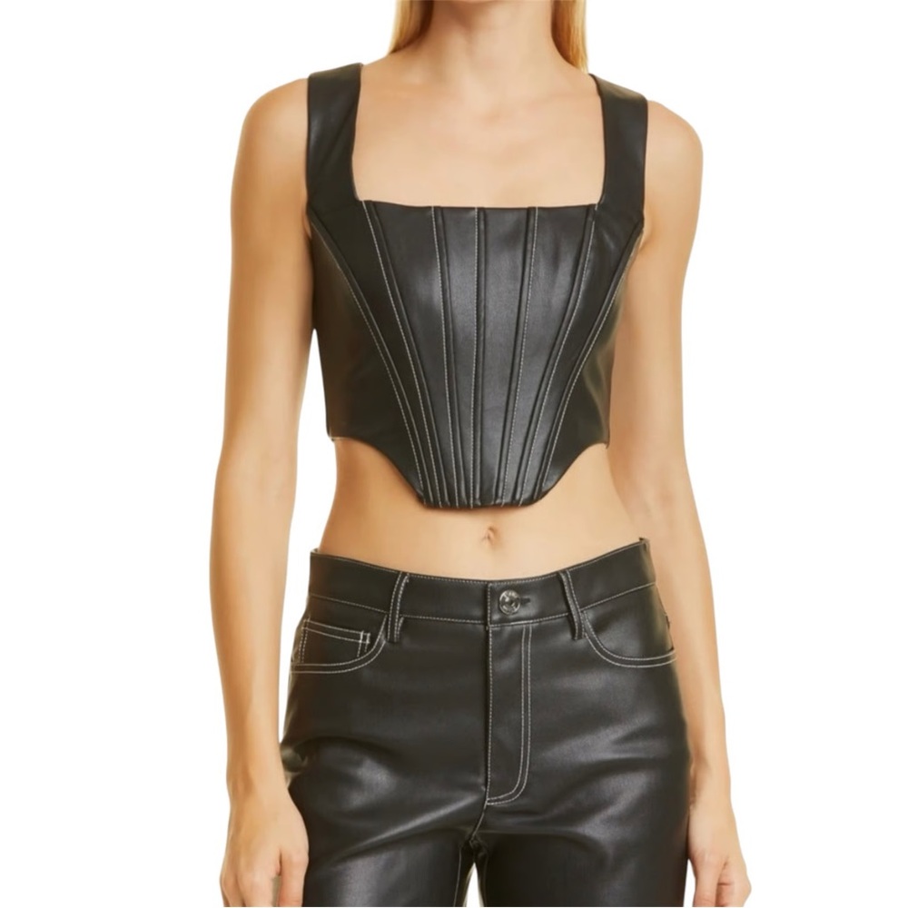 STAUD Alice Faux Leather bustier